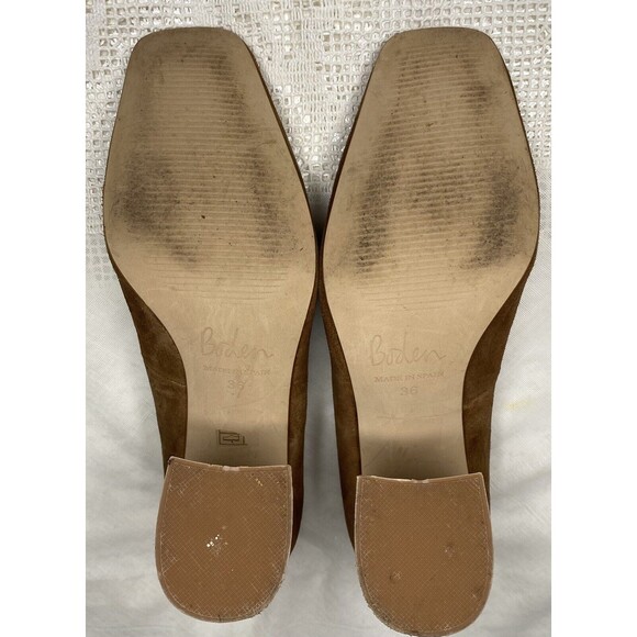 BODEN Pumps Suede Square Toe Block Heel Chunky Heels Womens 5.5 36 Tan Brown - Picture 7 of 8